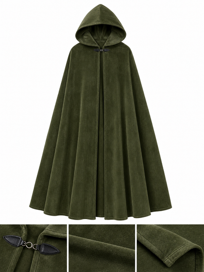 Long Green Hooded Costume Cloak