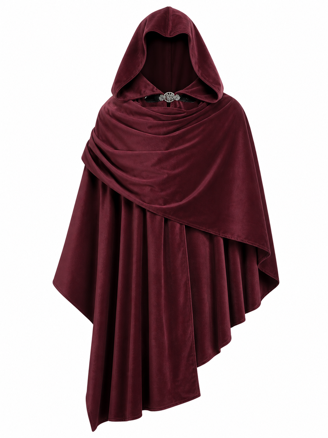 Burgundy Carnival Cloak with a Full Hood