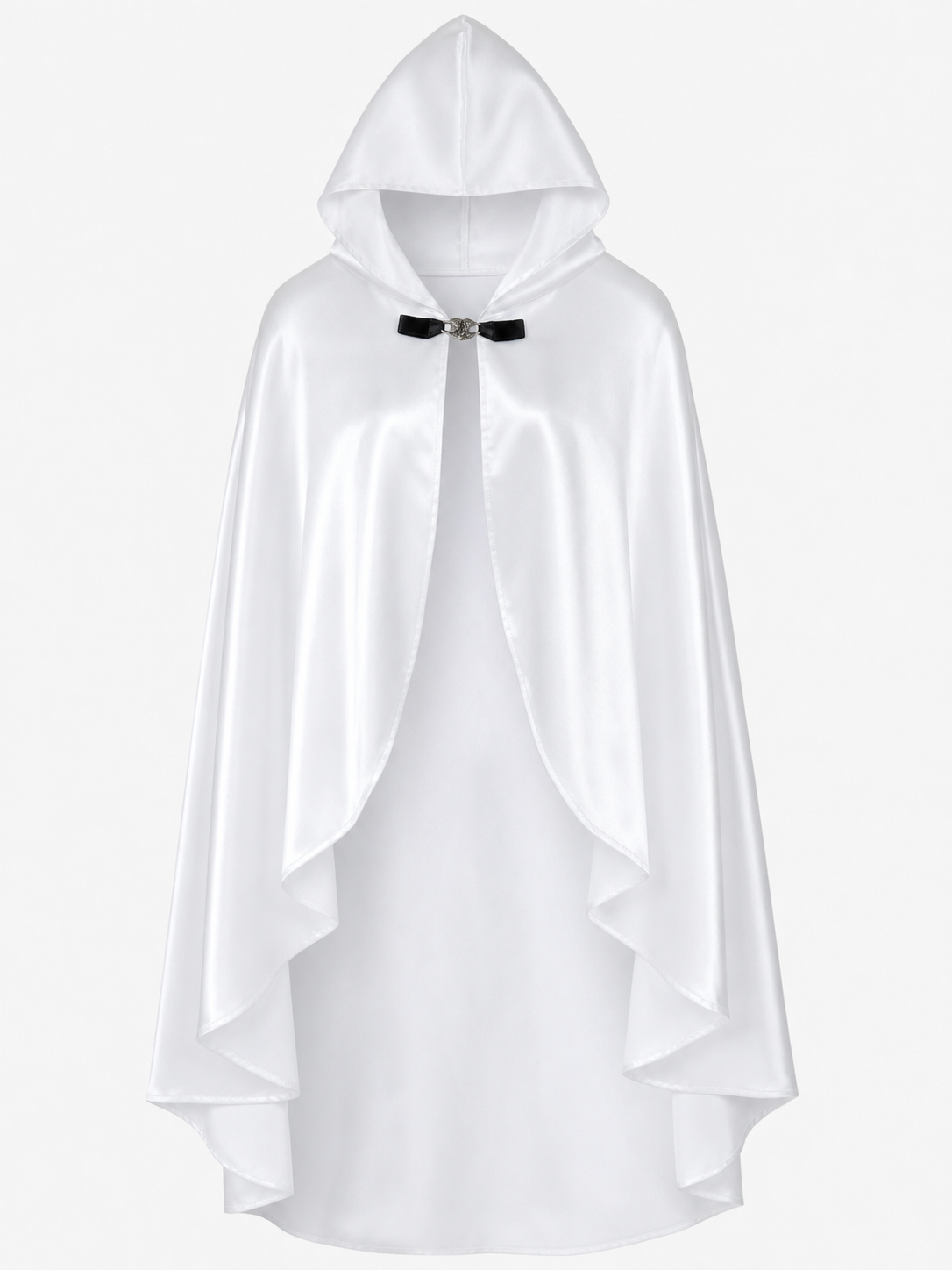 White Hooded Costume Cloak, Flowing Silhouette