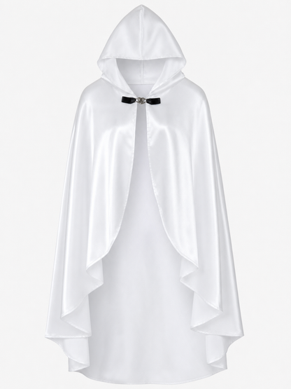 White Hooded Costume Cloak, Flowing Silhouette