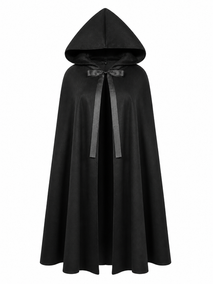 Black Medieval Hooded Costume Cloak