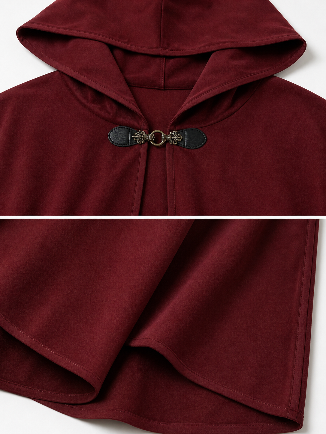 Burgundy Hooded Costume Cloak for Cosplay