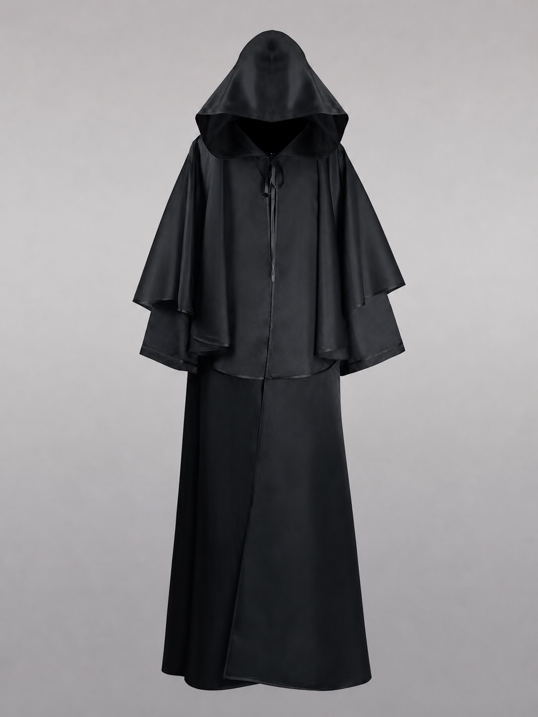 Black Carnival Cloak with Hood and Zipper