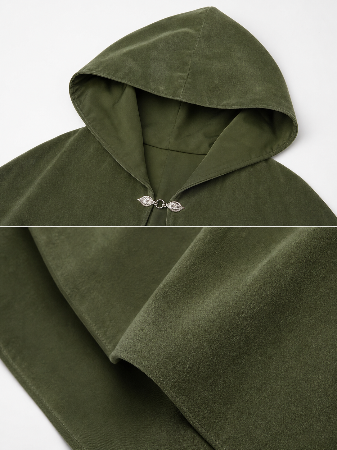 Long Green Hooded Costume Cloak