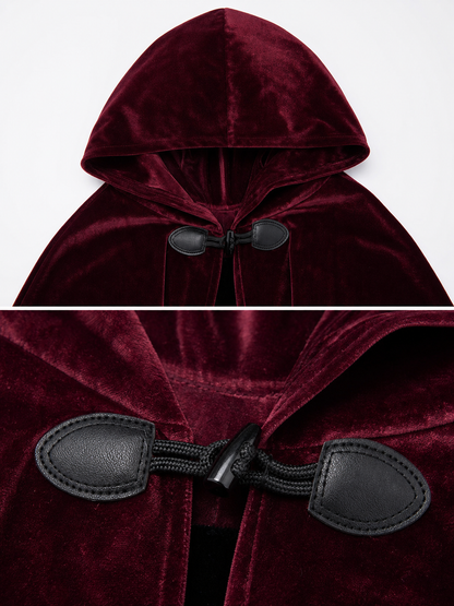 Burgundy Long Carnival Cloak with Hood