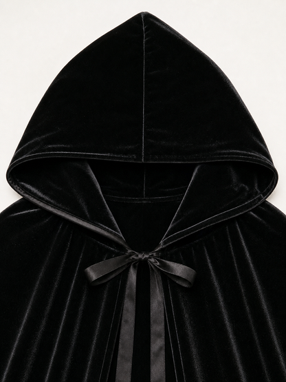 Black Hooded Carnival Cloak 110 cm