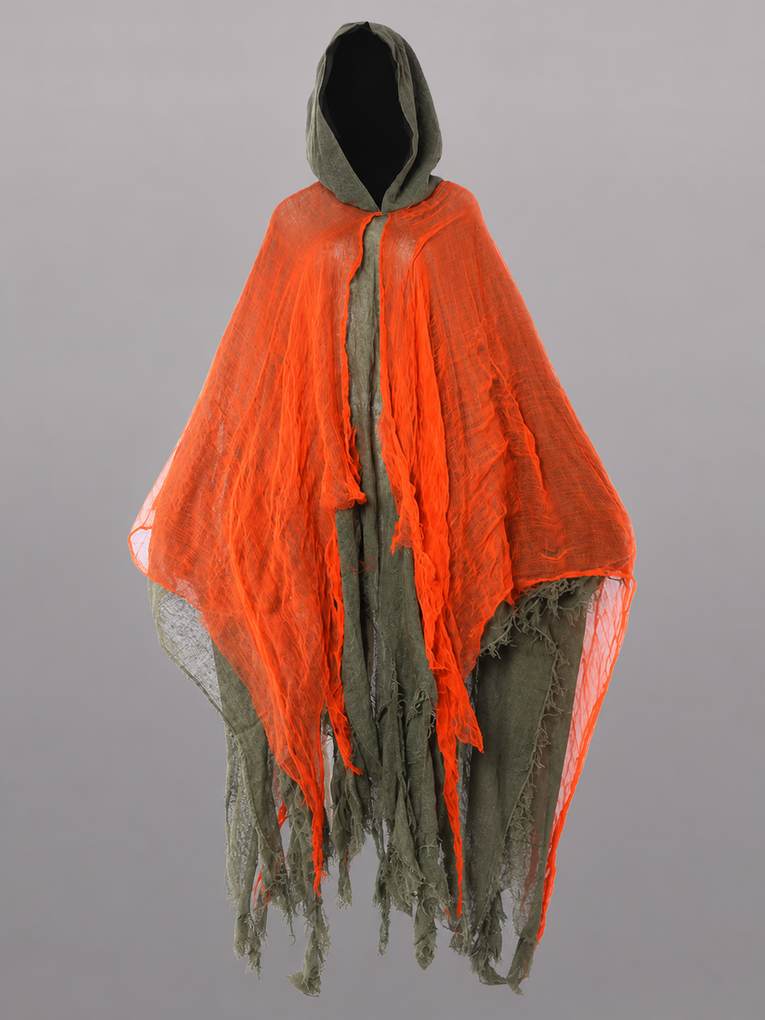 Orange and Gray Hooded Costume Cloak