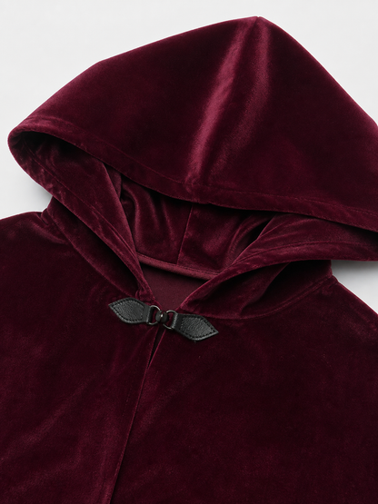 Burgundy Long Carnival Cloak with Hood