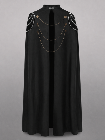 Long Black Hooded Costume Cloak
