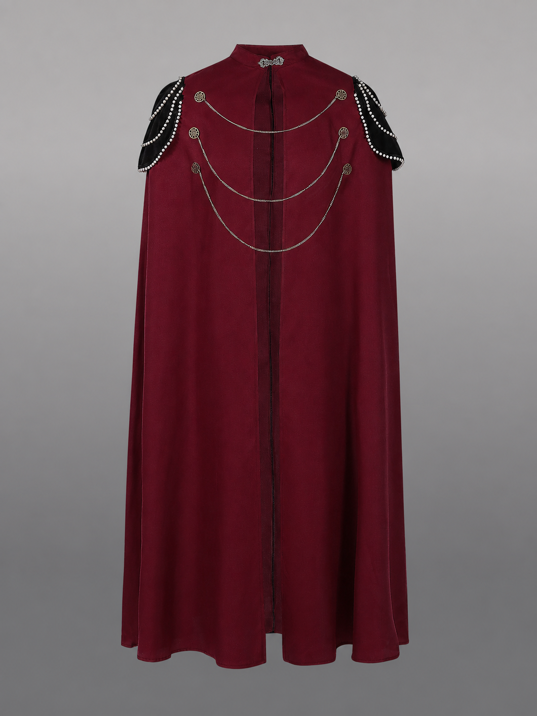 Long Burgundy Carnival Cloak with Hood