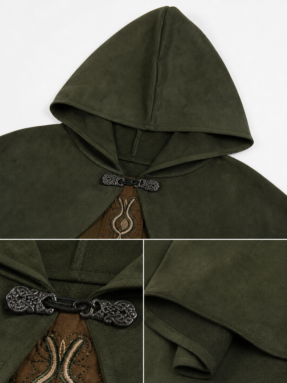 Green Medieval Costume Cloak with Hood