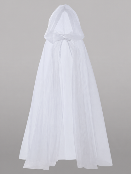 Long White Hooded Carnival Cloak
