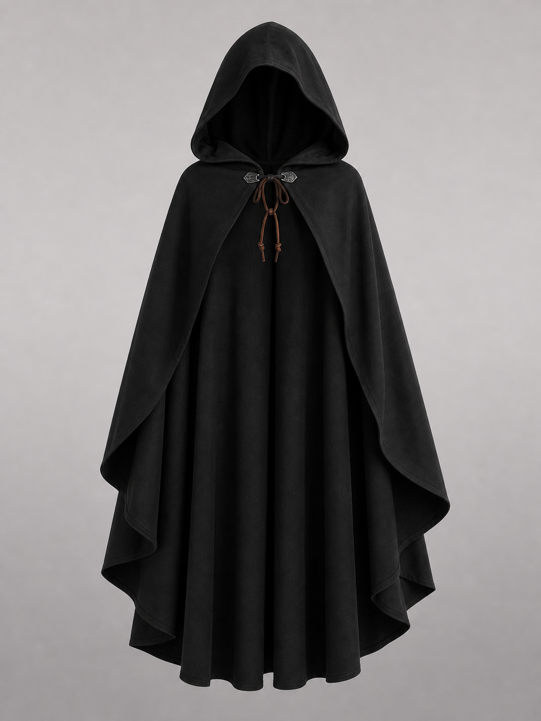 Black hooded medieval costume cloak product view 35