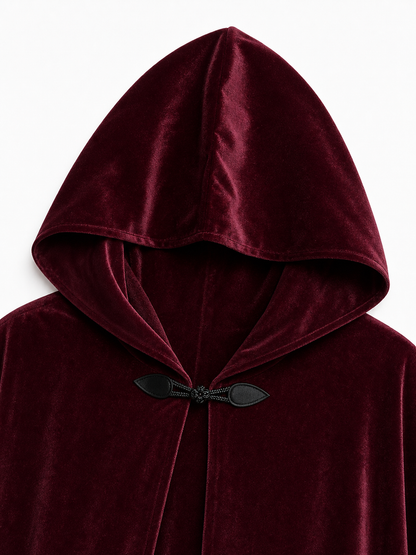 Burgundy Long Carnival Cloak with Hood