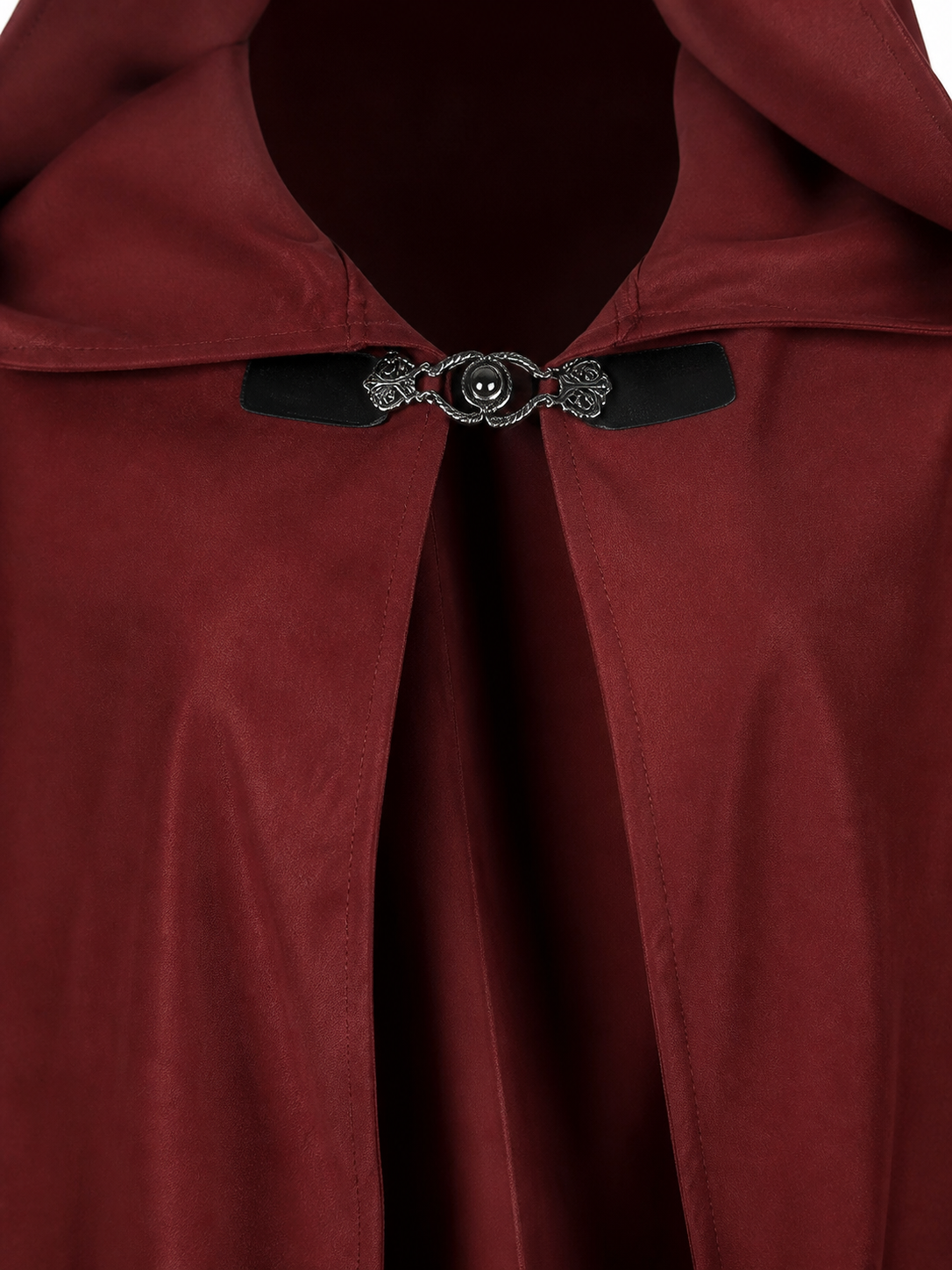 Burgundy Hooded Costume Cloak for Cosplay