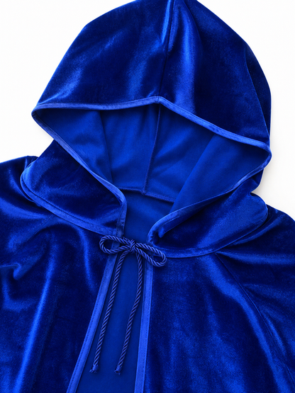 Velvet Hooded Cape, Royal Blue