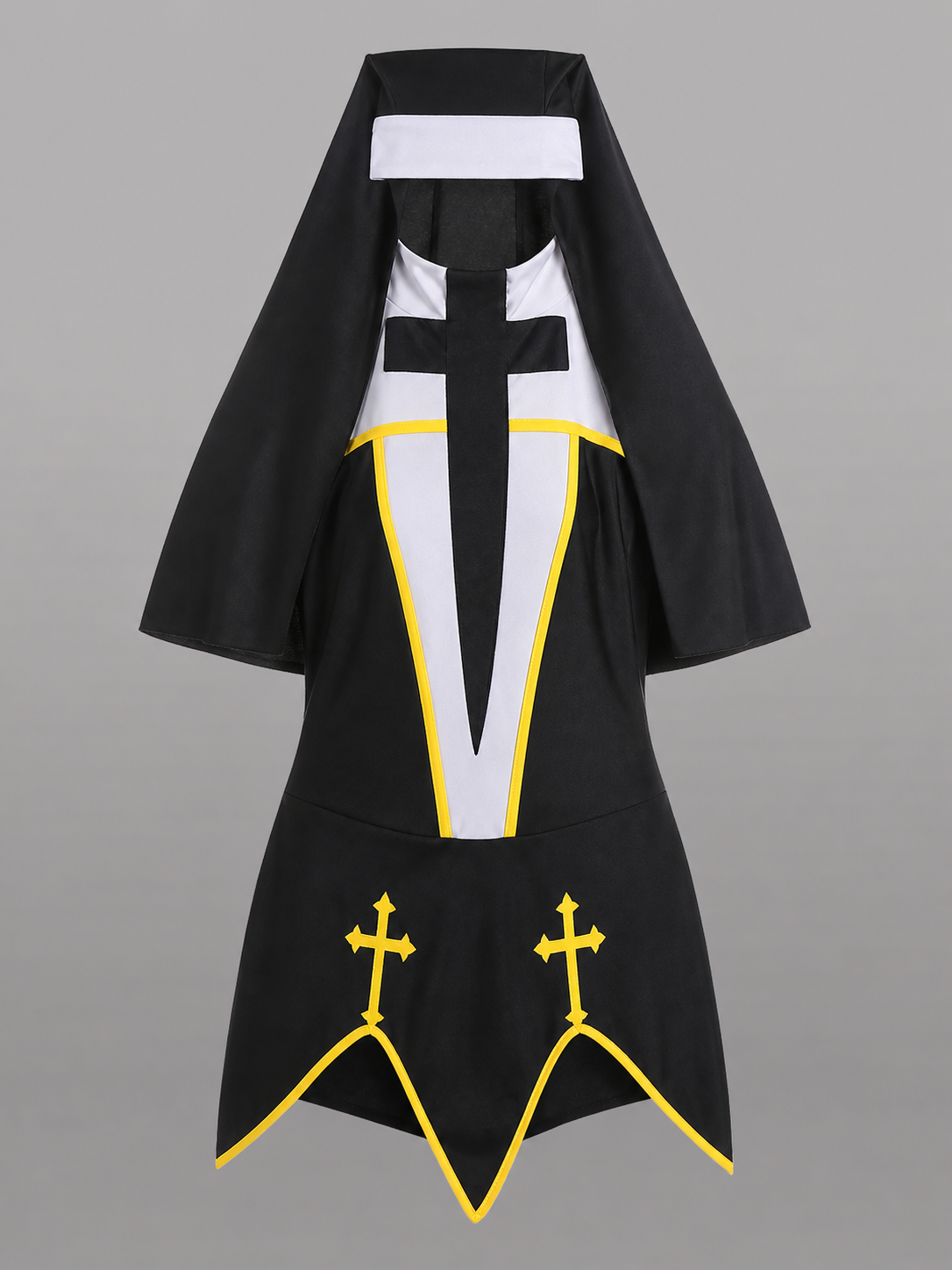 Black Carnival Cloak with Hood and Crosses