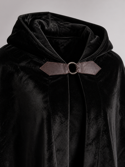 Black Carnival Cloak with Hood and Pattern