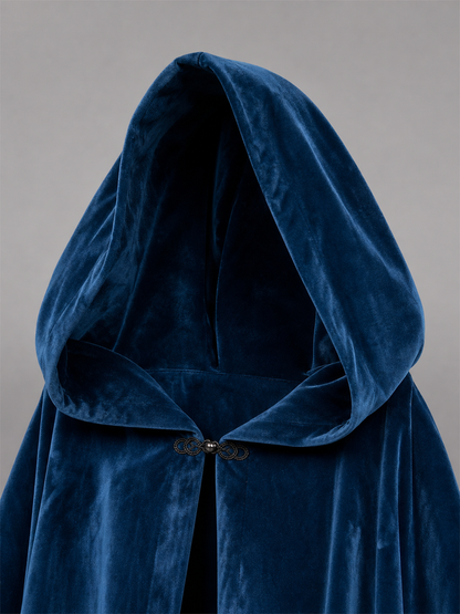 Blue Medieval Hooded Costume Cloak