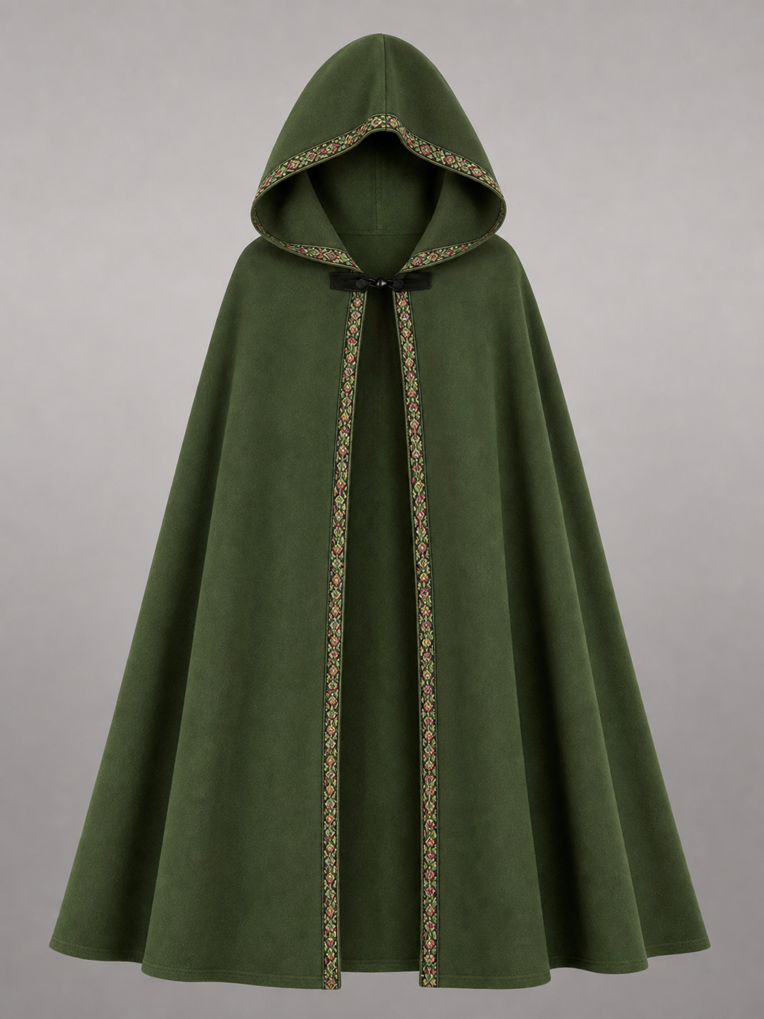 Green Carnival Cloak with Hood and Trim