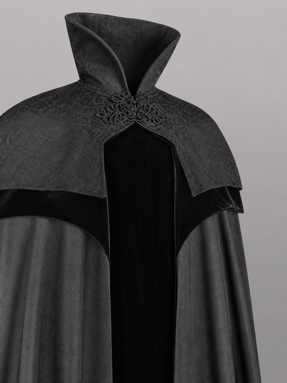 Black Hooded Fantasy Costume Cloak