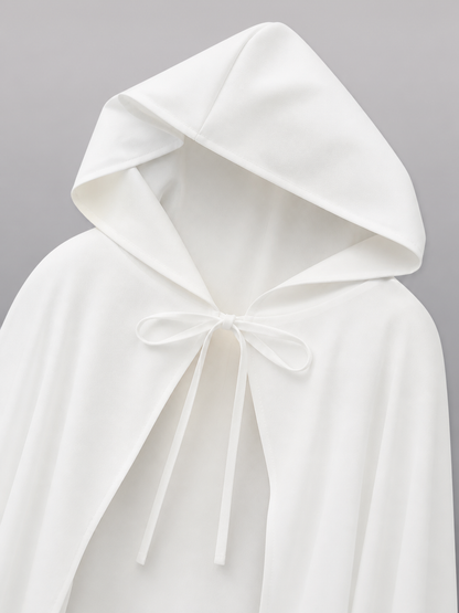 Long White Carnival Cloak with Hood