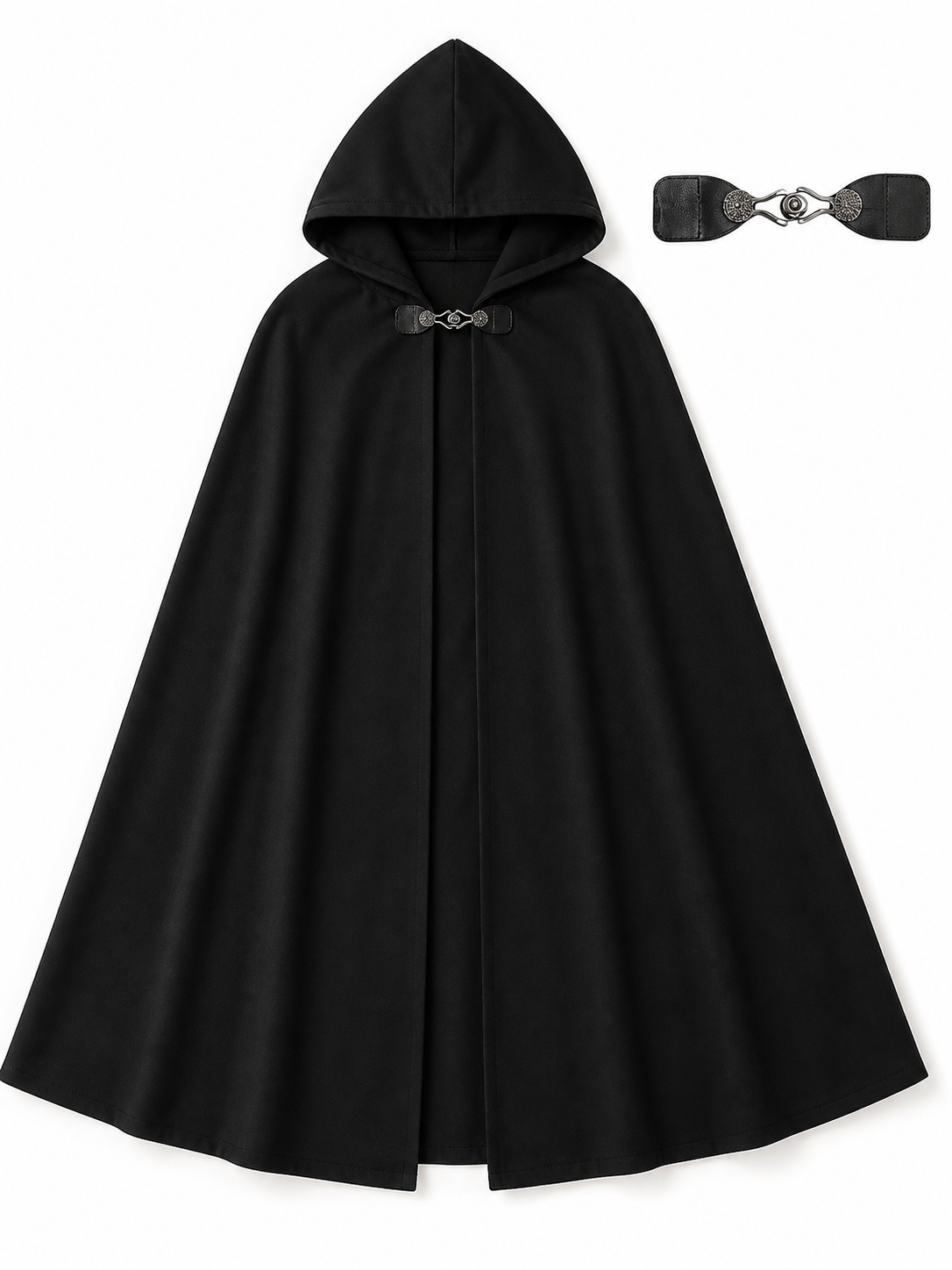 Long black hooded carnival cloak