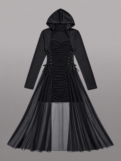 Black hooded costume cape for cosplay
