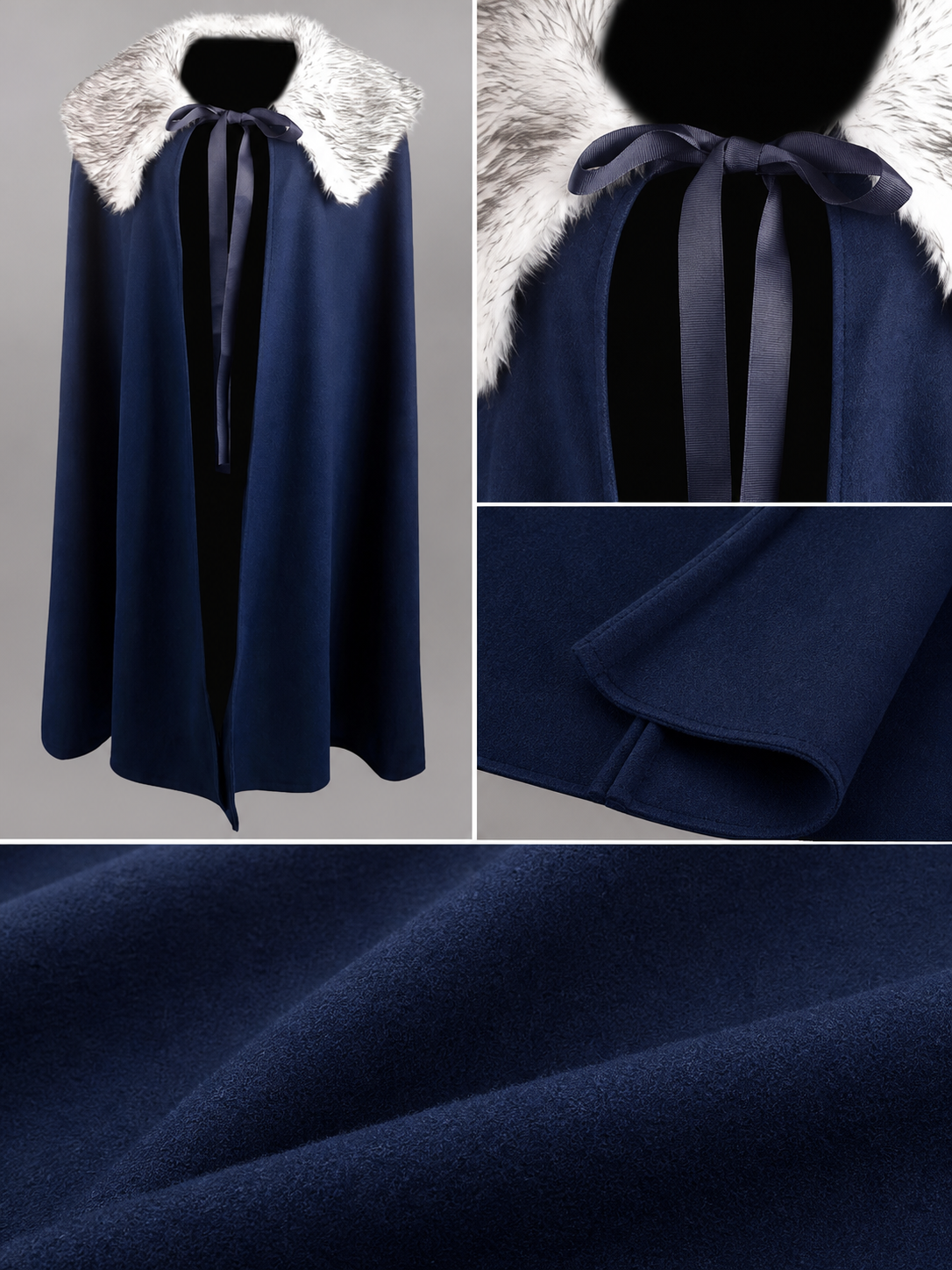 Blue Costume Cloak with Fur-Look Collar