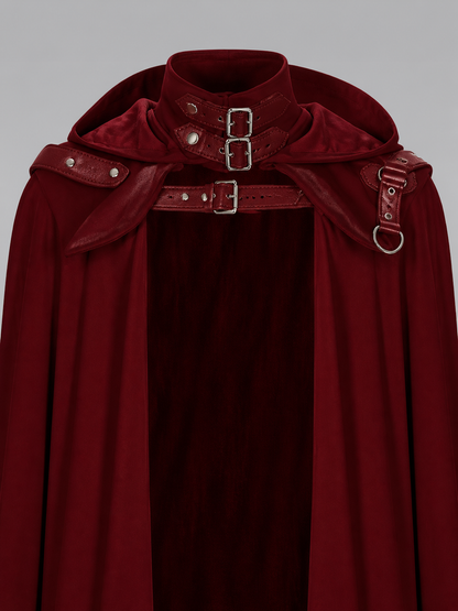 Burgundy Carnival Cloak with Hood
