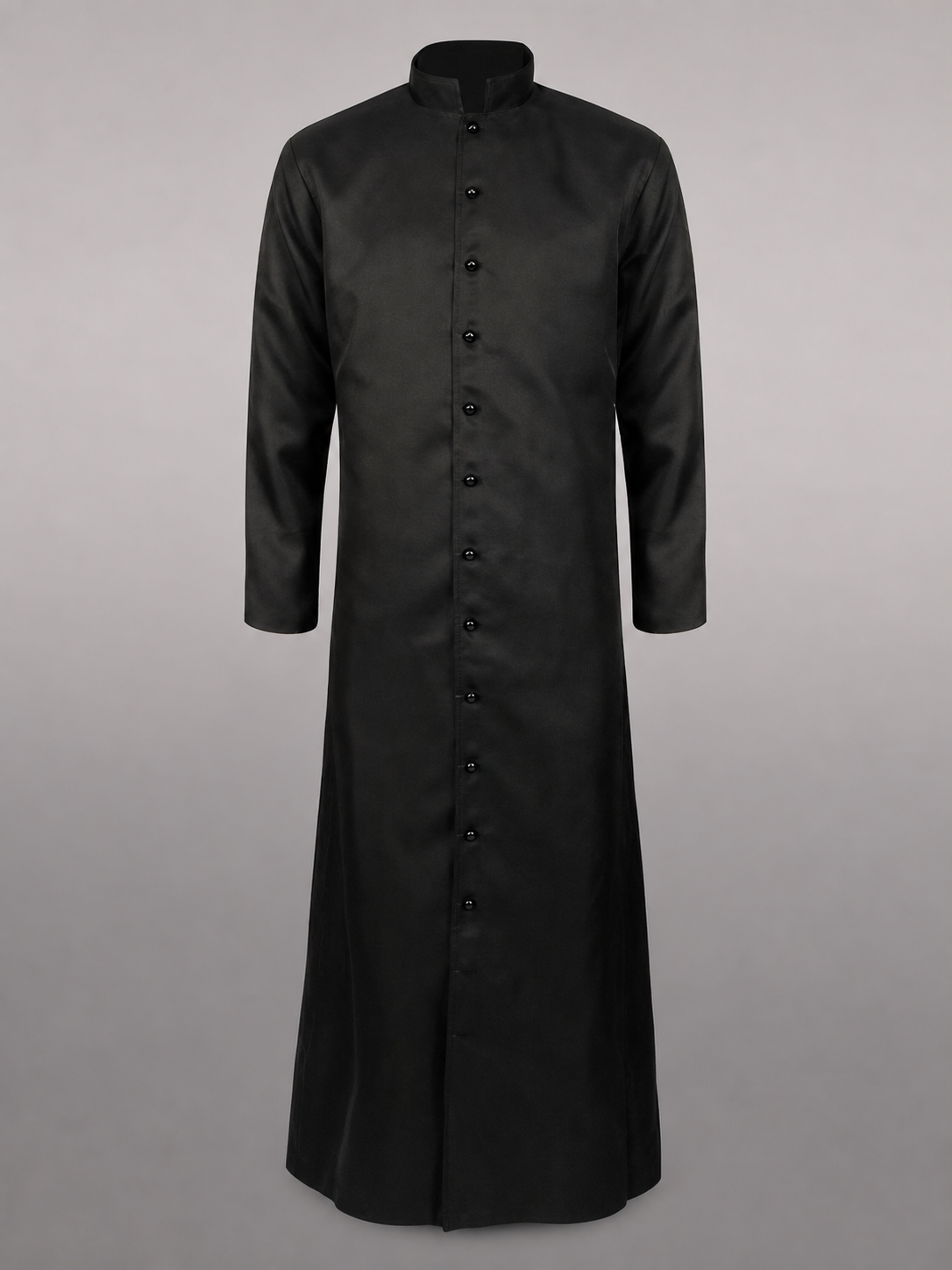 Long Black Robe with Collar and Buttons