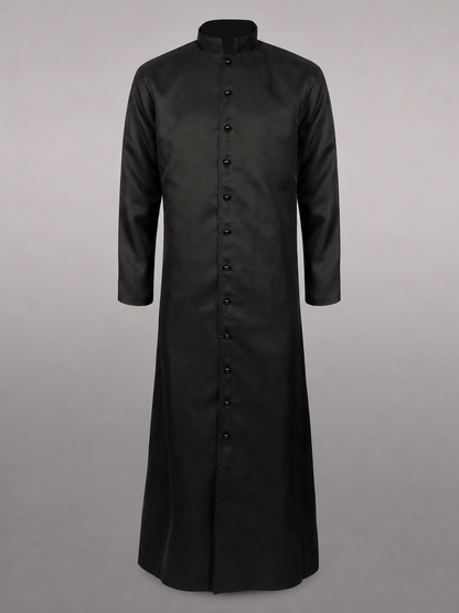 Long Black Robe with Collar and Buttons