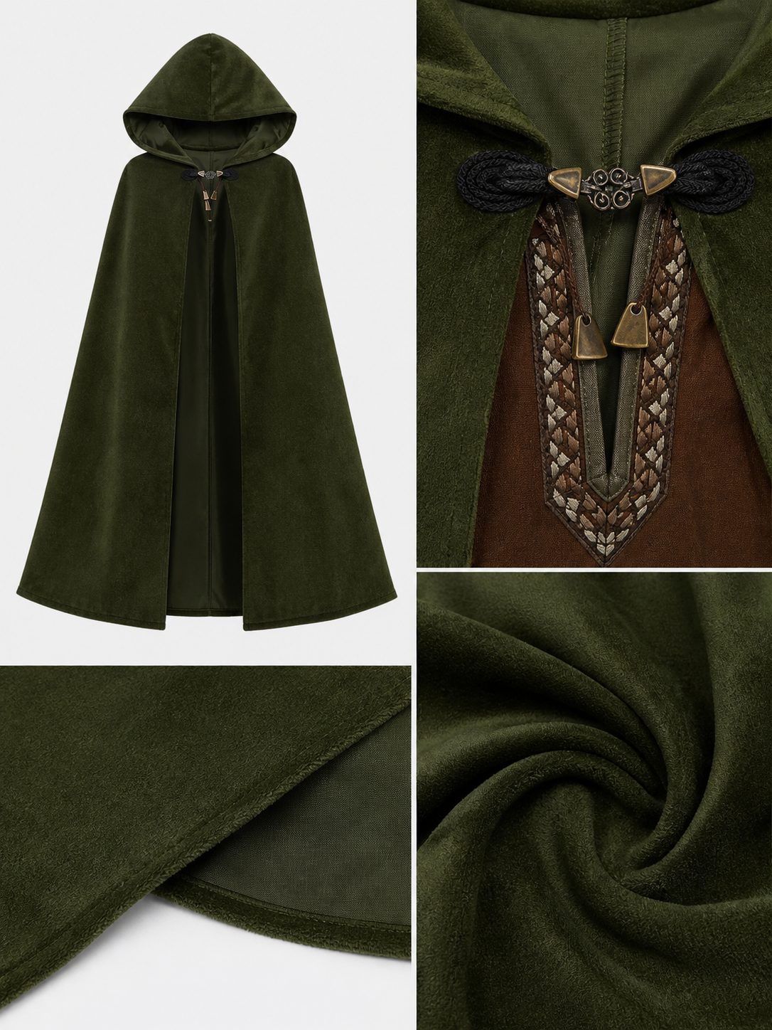 Dark Green Hooded Carnival Cloak