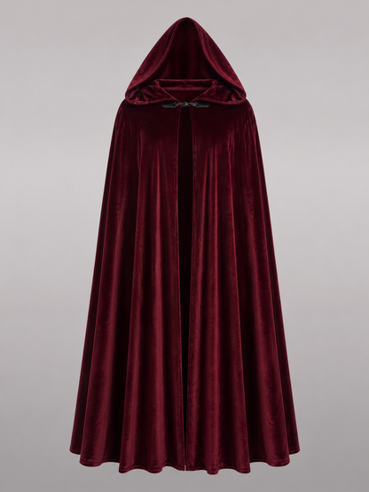 Burgundy Long Carnival Cloak with Hood