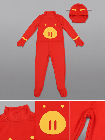 Red Superhero Costume with Yellow Details