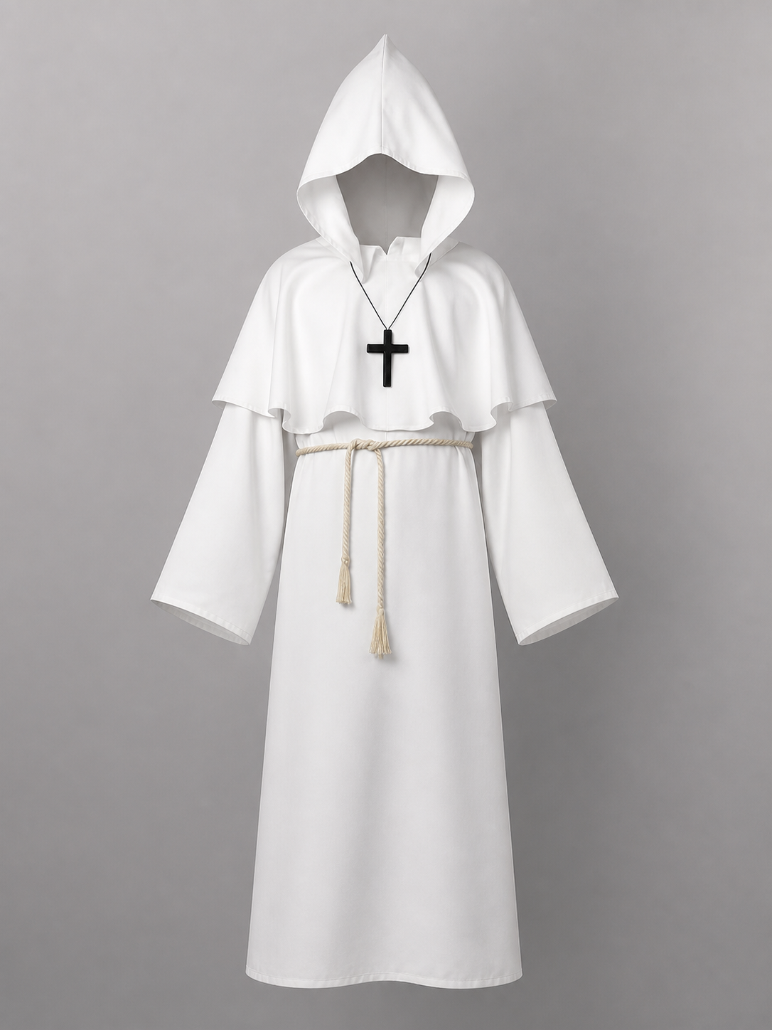 White hooded carnival cloak for cosplay