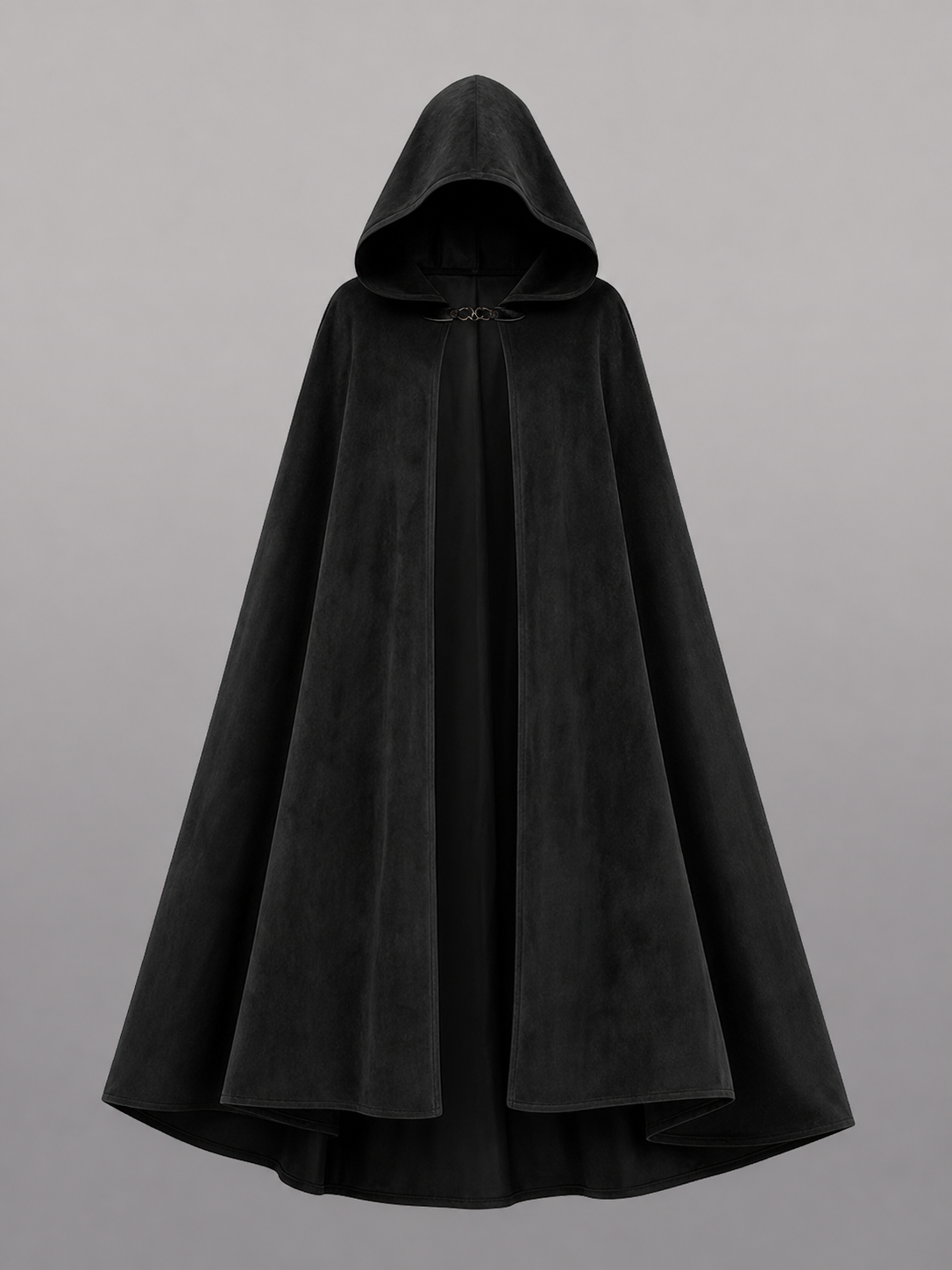 Long black hooded costume cloak
