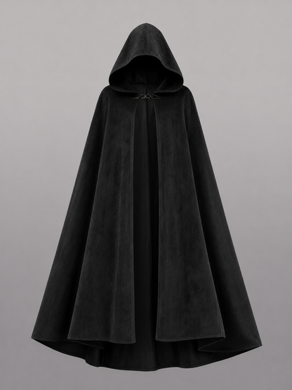 Long black hooded costume cloak
