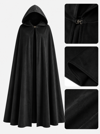 Long black hooded costume cloak