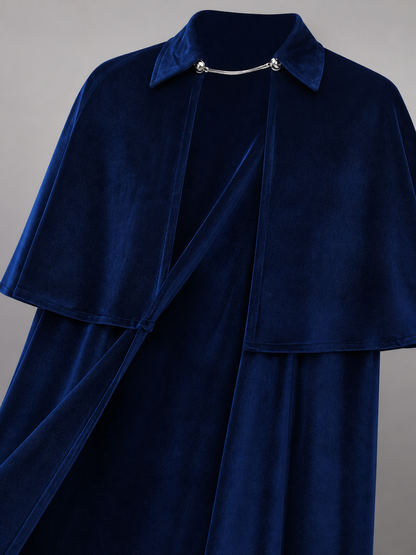 Dark Blue Costume Cape with Stand-Up Collar