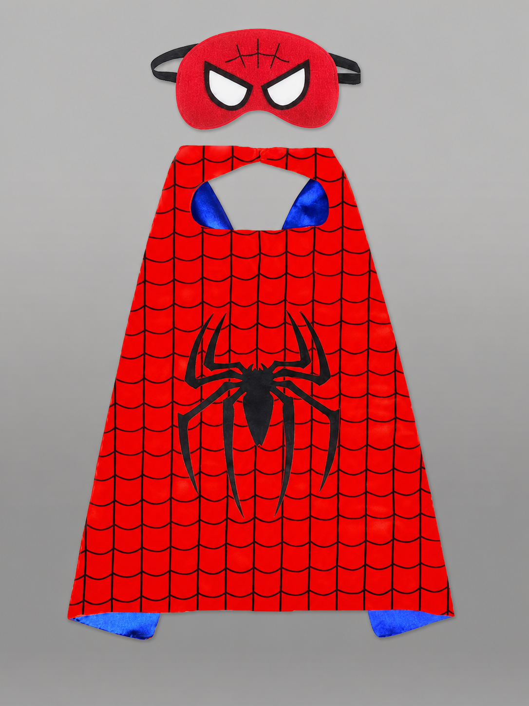 Red Carnival Cape with Mask and Web Pattern
