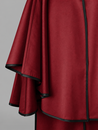 Long Burgundy Hooded Costume Cape