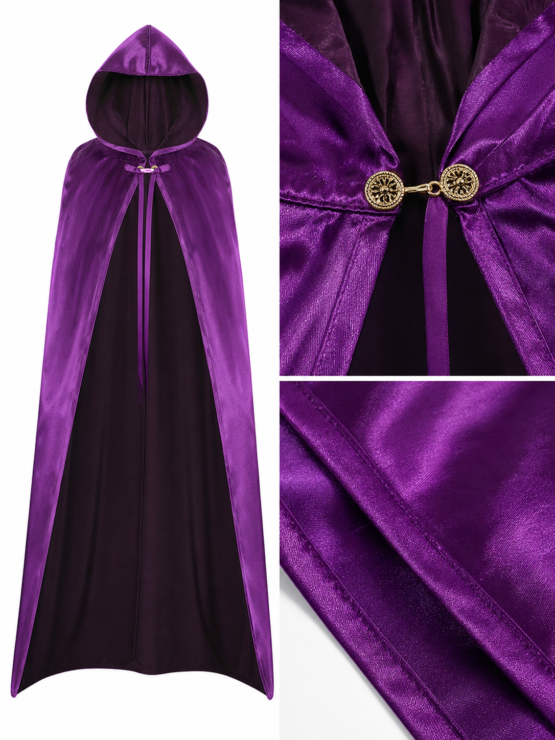Purple Hooded Costume Cloak