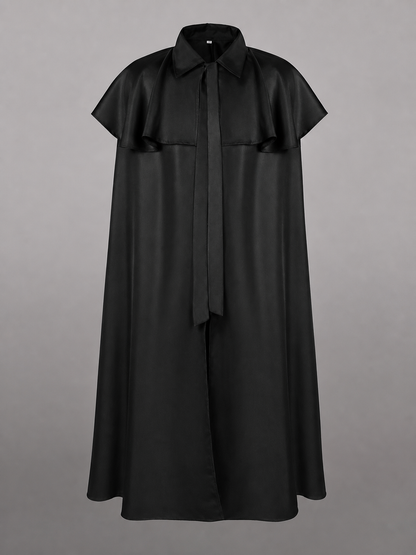 Black Dress with Cape and Short Sleeves