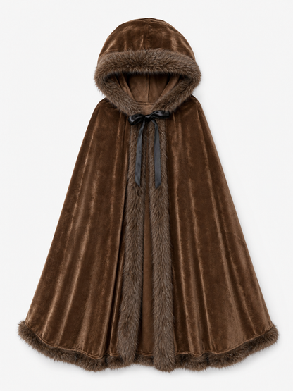 Brown Hooded Costume Cape