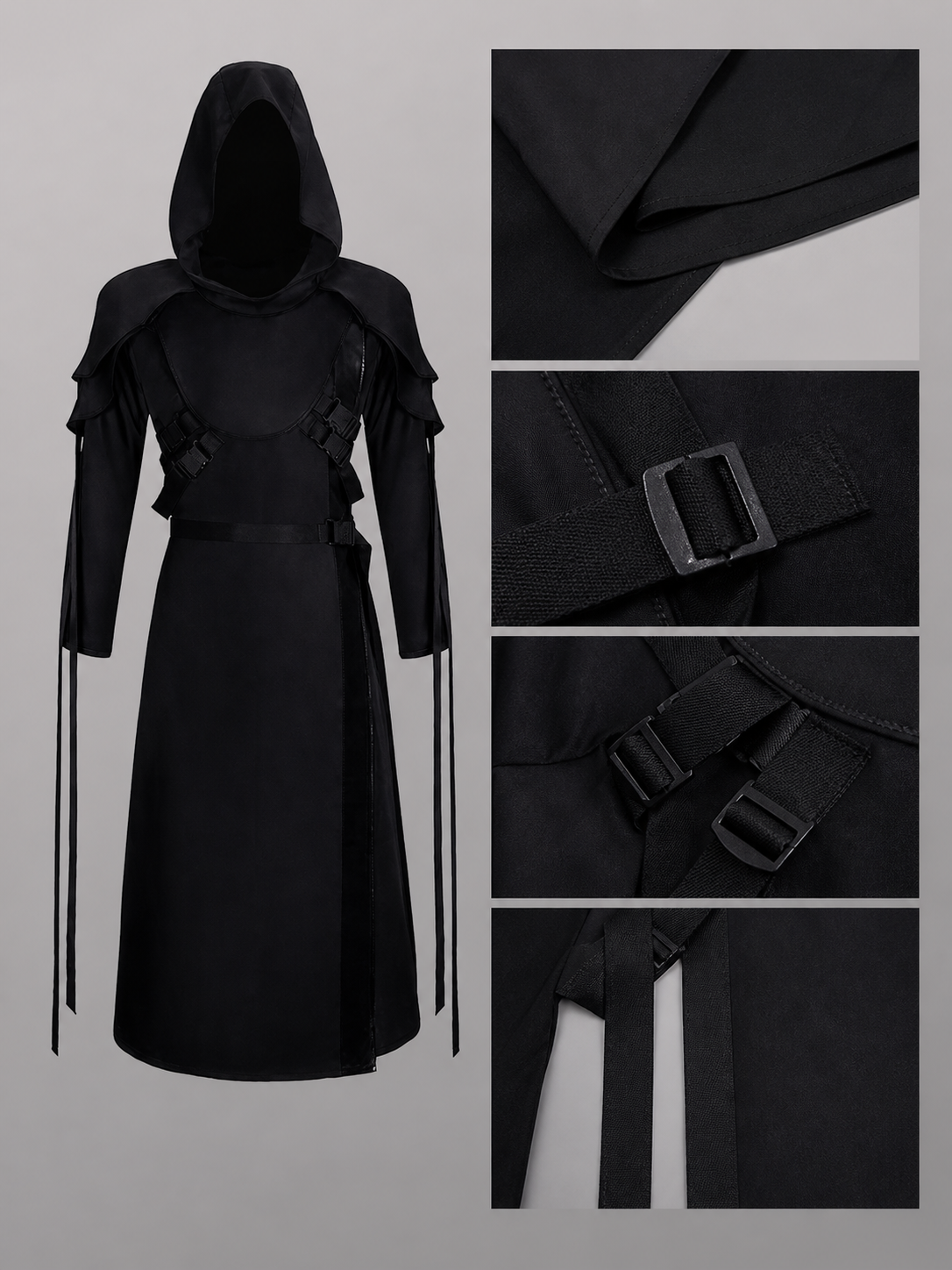 Black Carnival Cloak with Hood for Cosplay