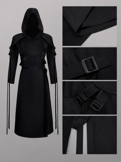 Black Carnival Cloak with Hood for Cosplay