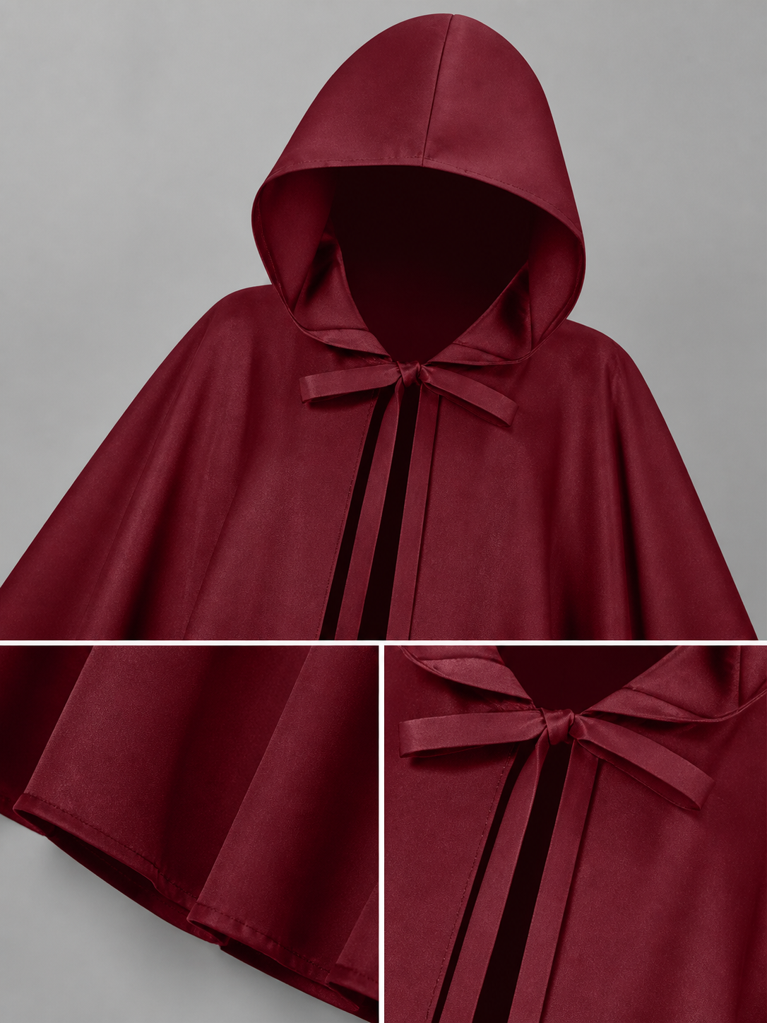 Medieval Burgundy Hooded Carnival Cloak