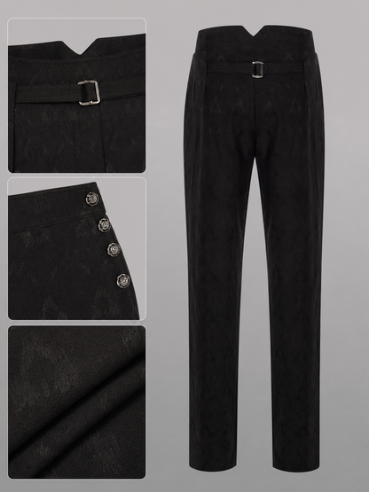 Black High-Waisted Pants with a Tonal Pattern