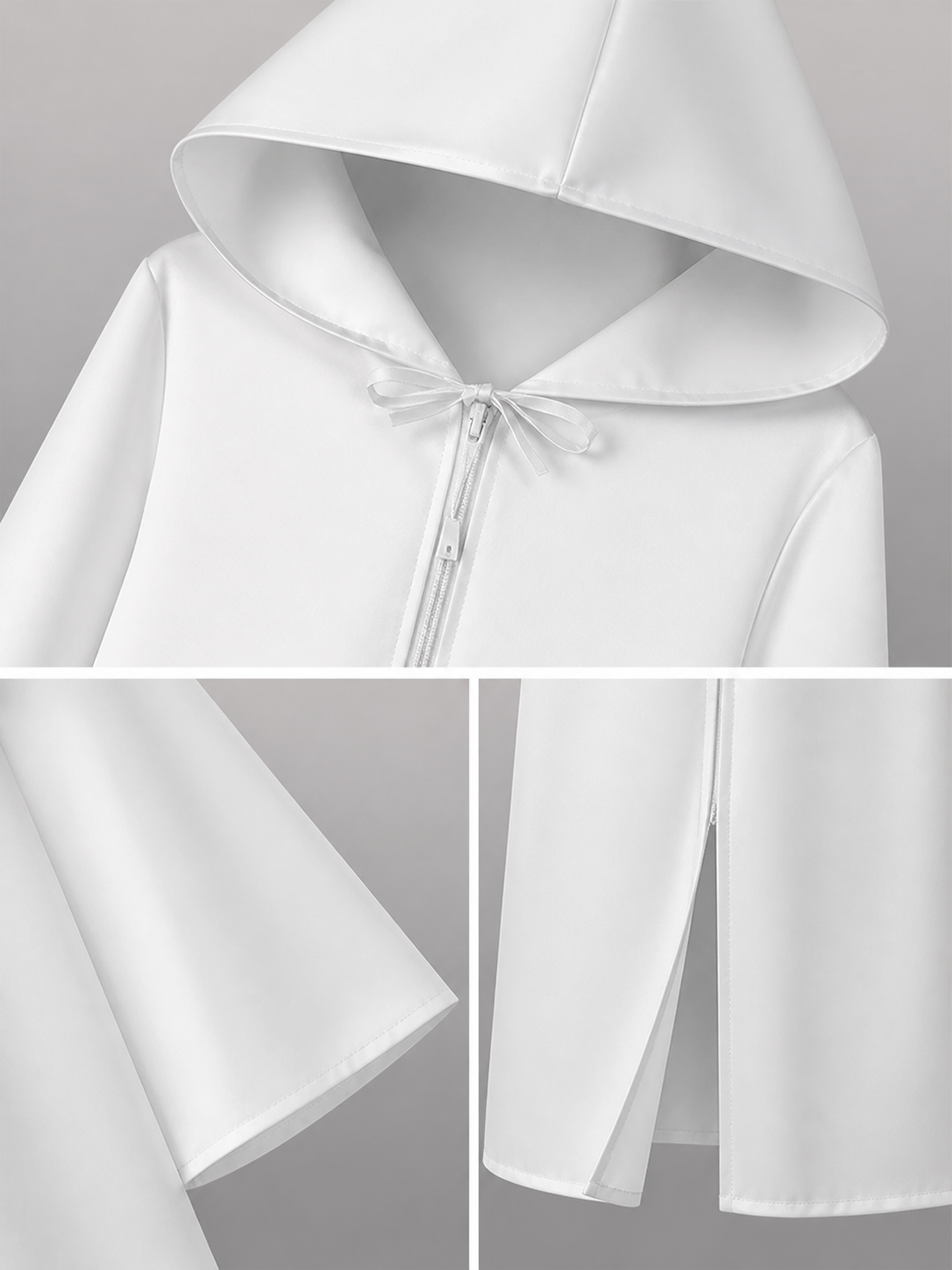 Long White Carnival Cloak with Hood